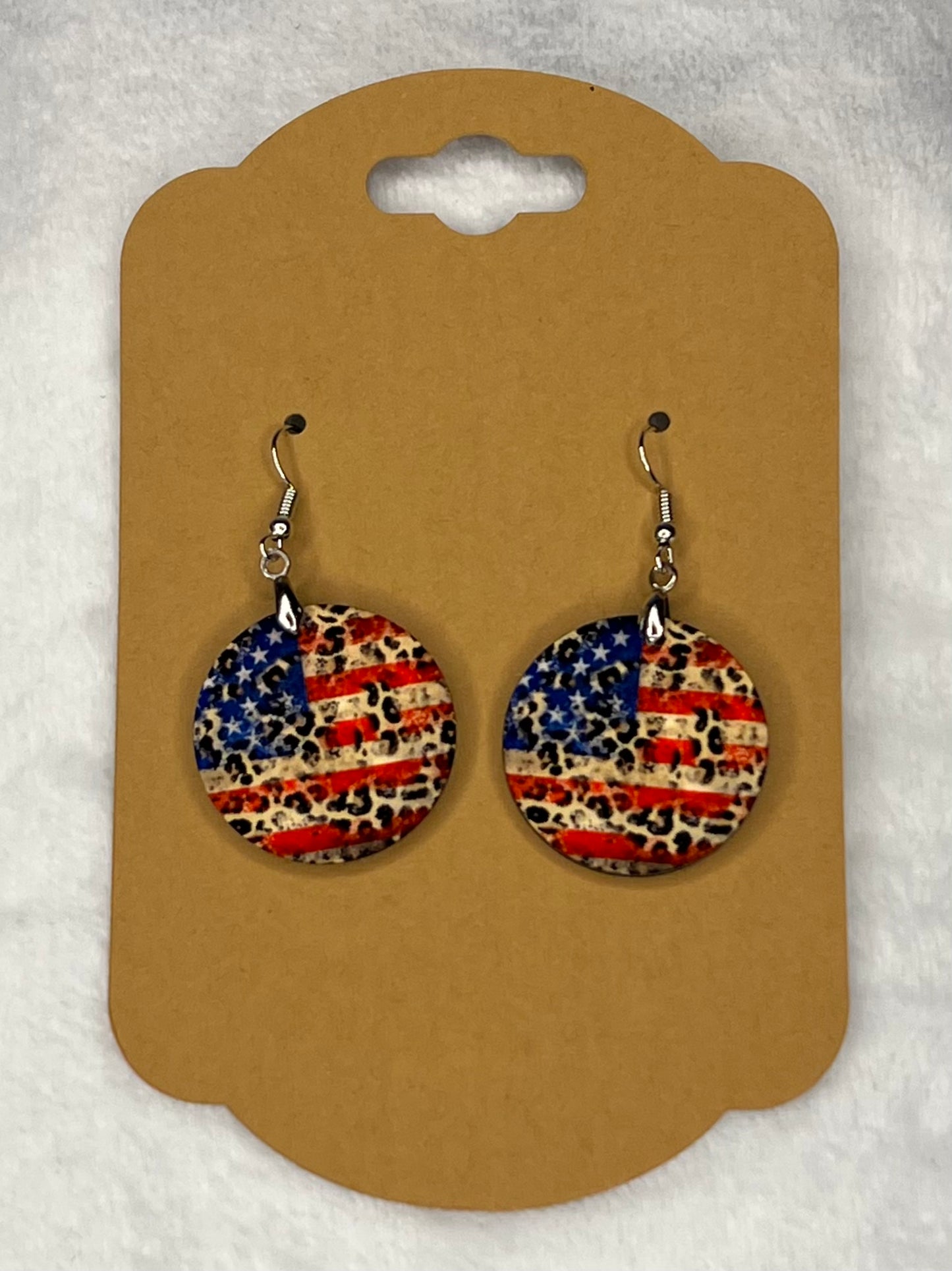 Rustic Flag - Round Earrings