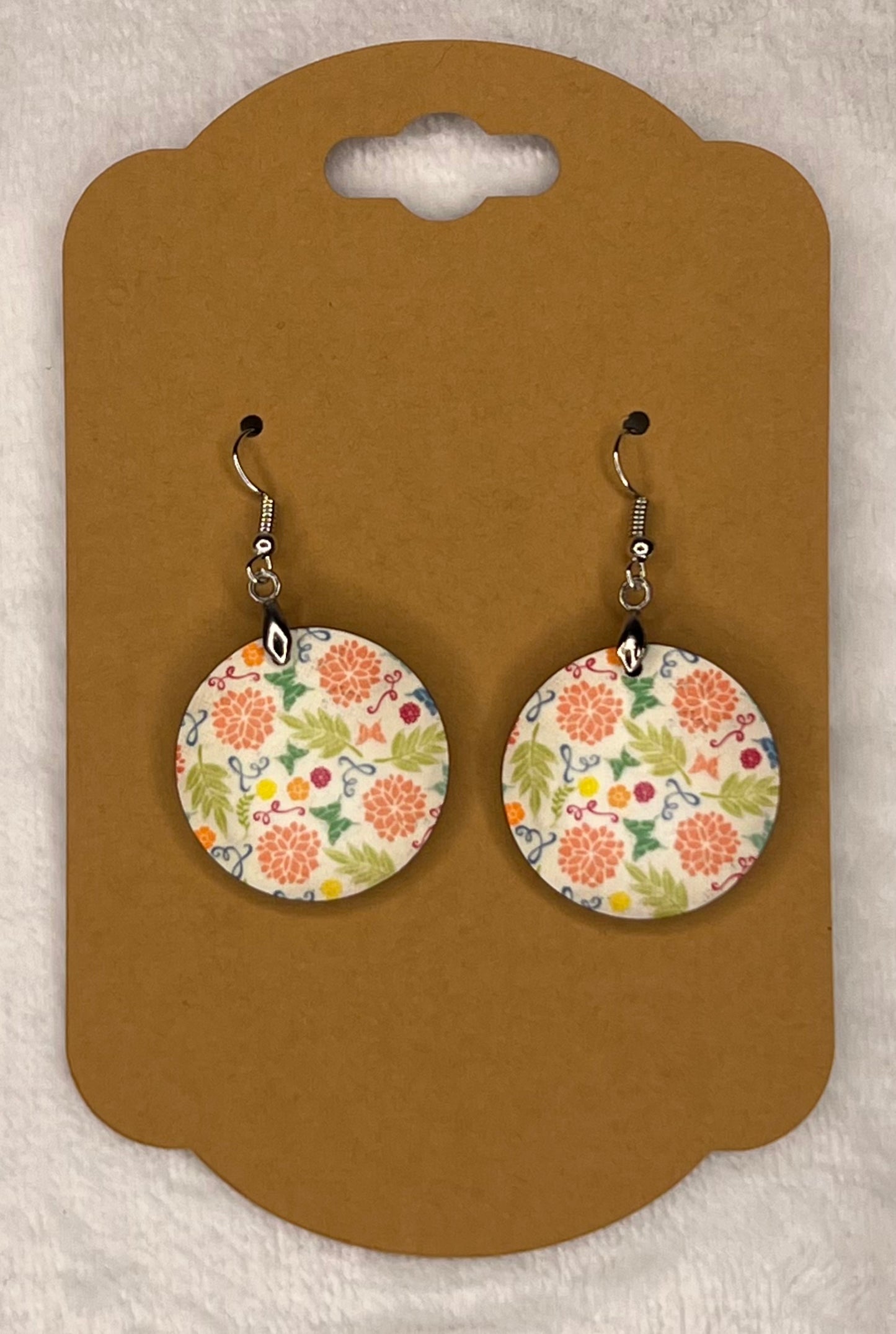 Multi Colored Flowers - Round Earrings