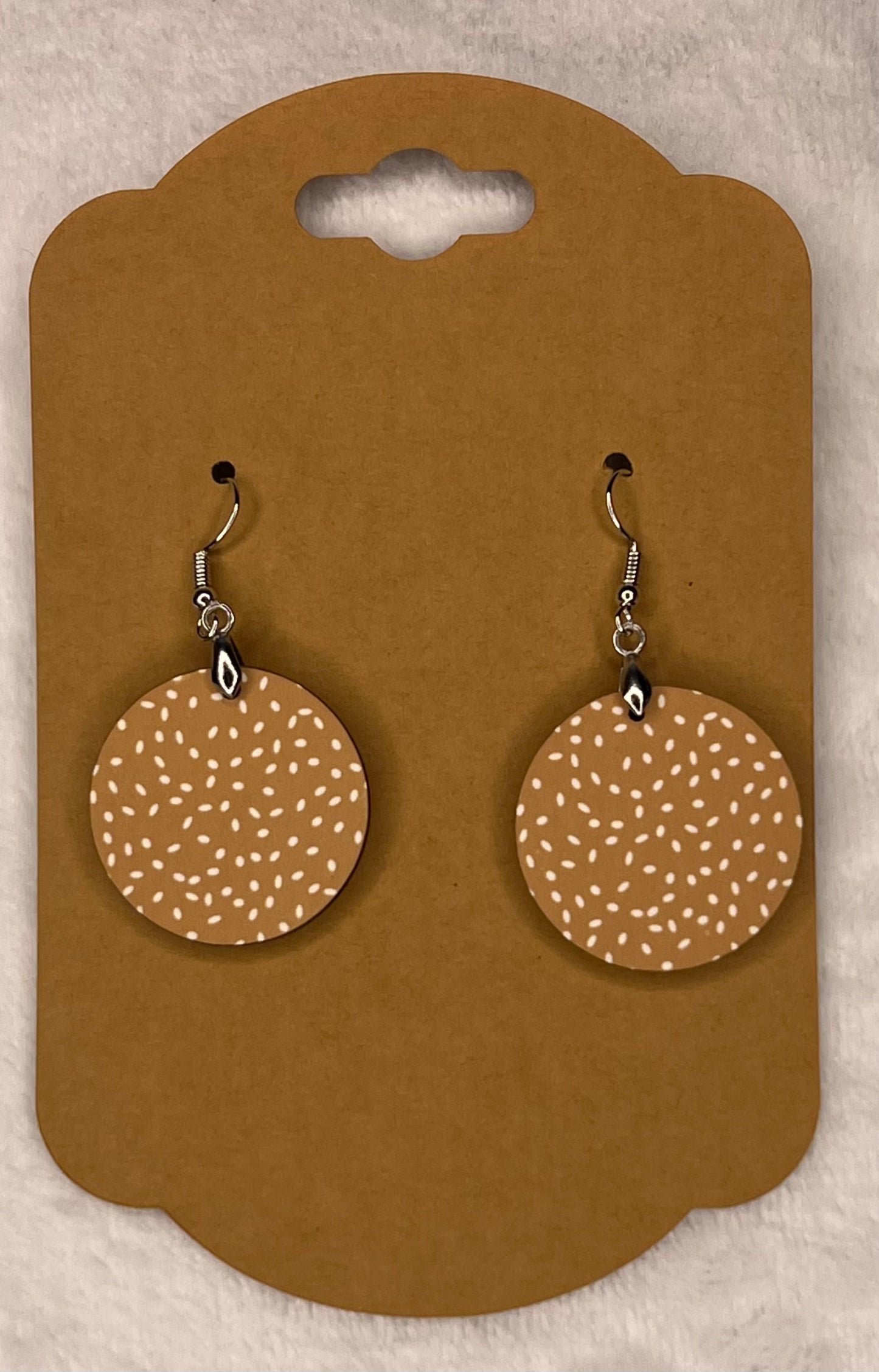 Tan and Cream Round Earrings