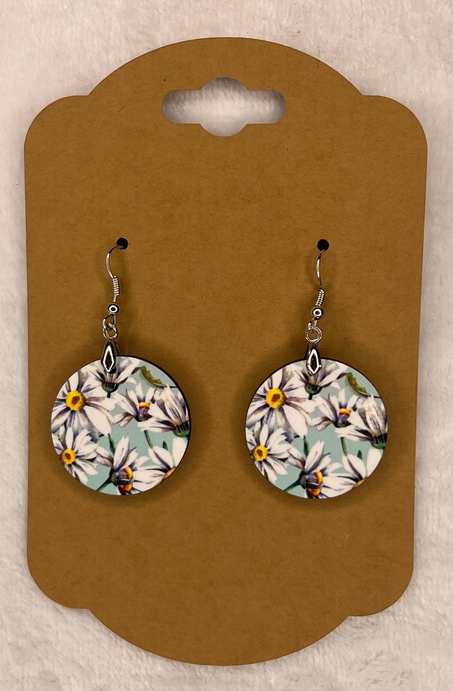 Aqua Daisy Round Earrings