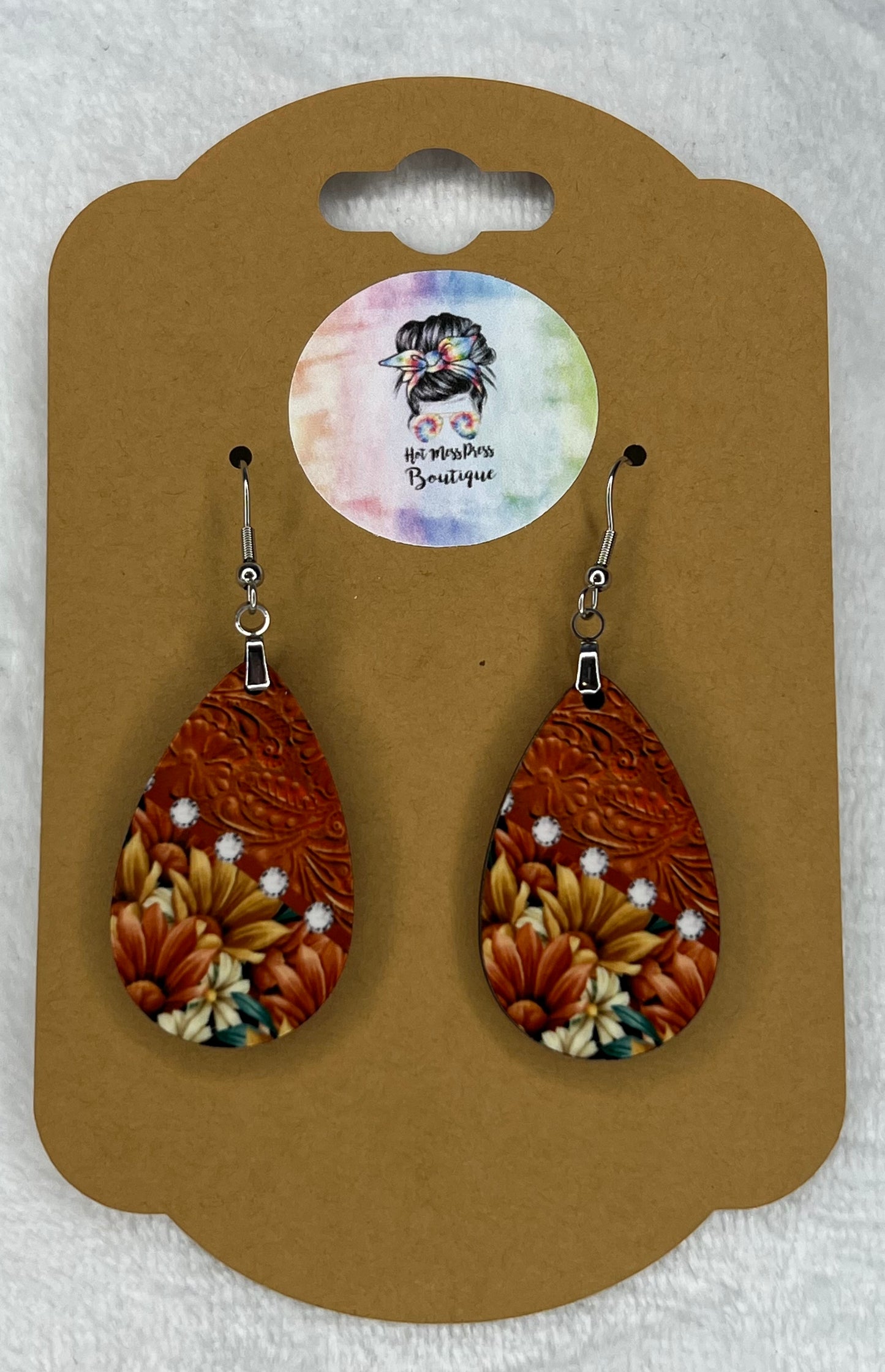 Leather Floral Earrings
