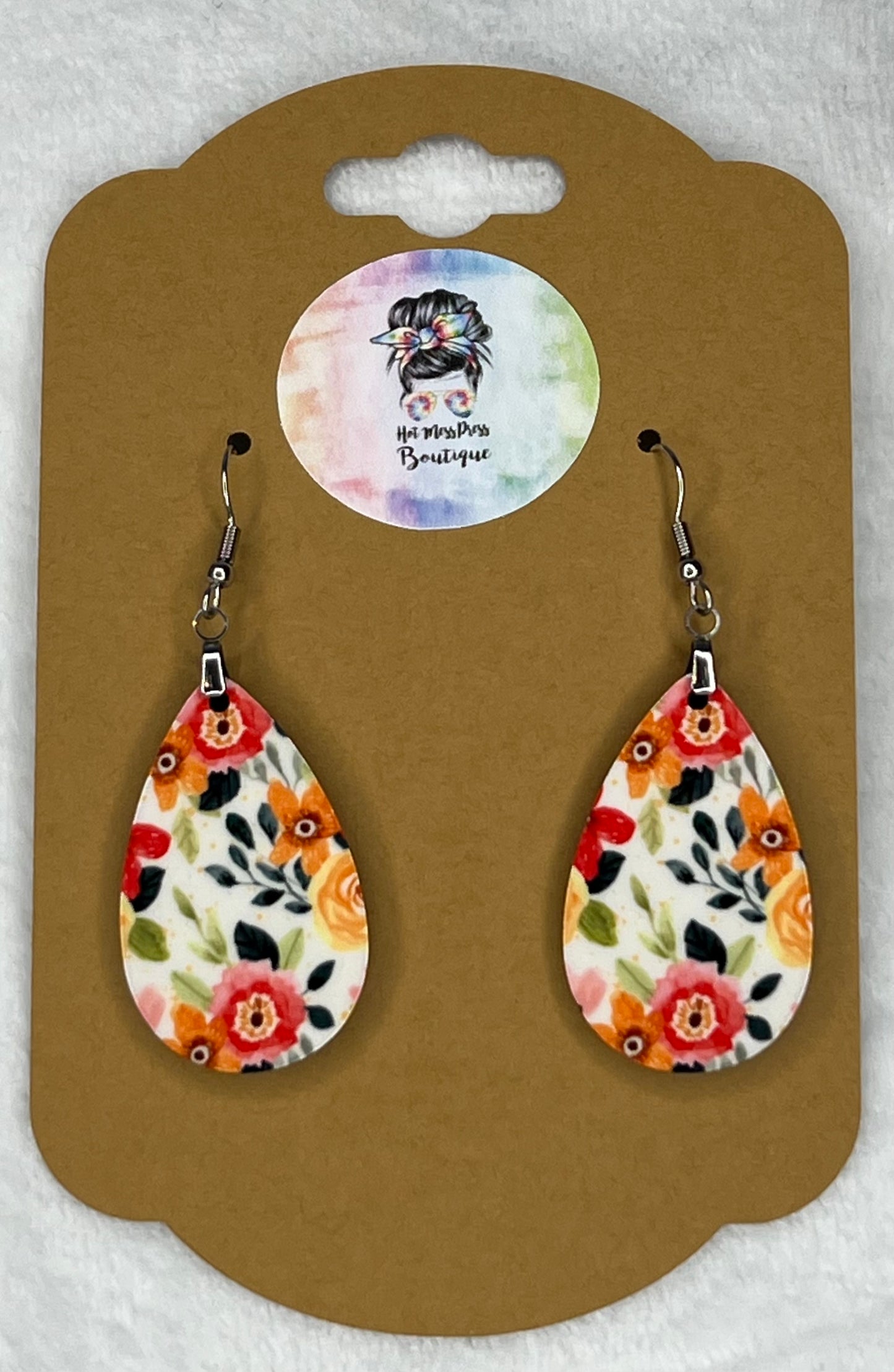 Pink and Yellow Flower Earrings