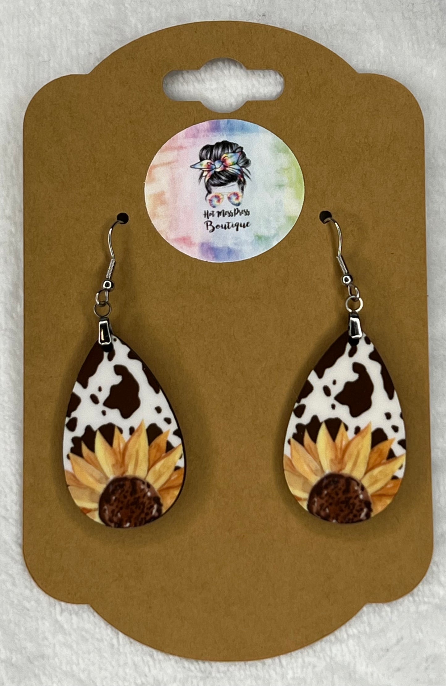 Cow Sunflower Earrings