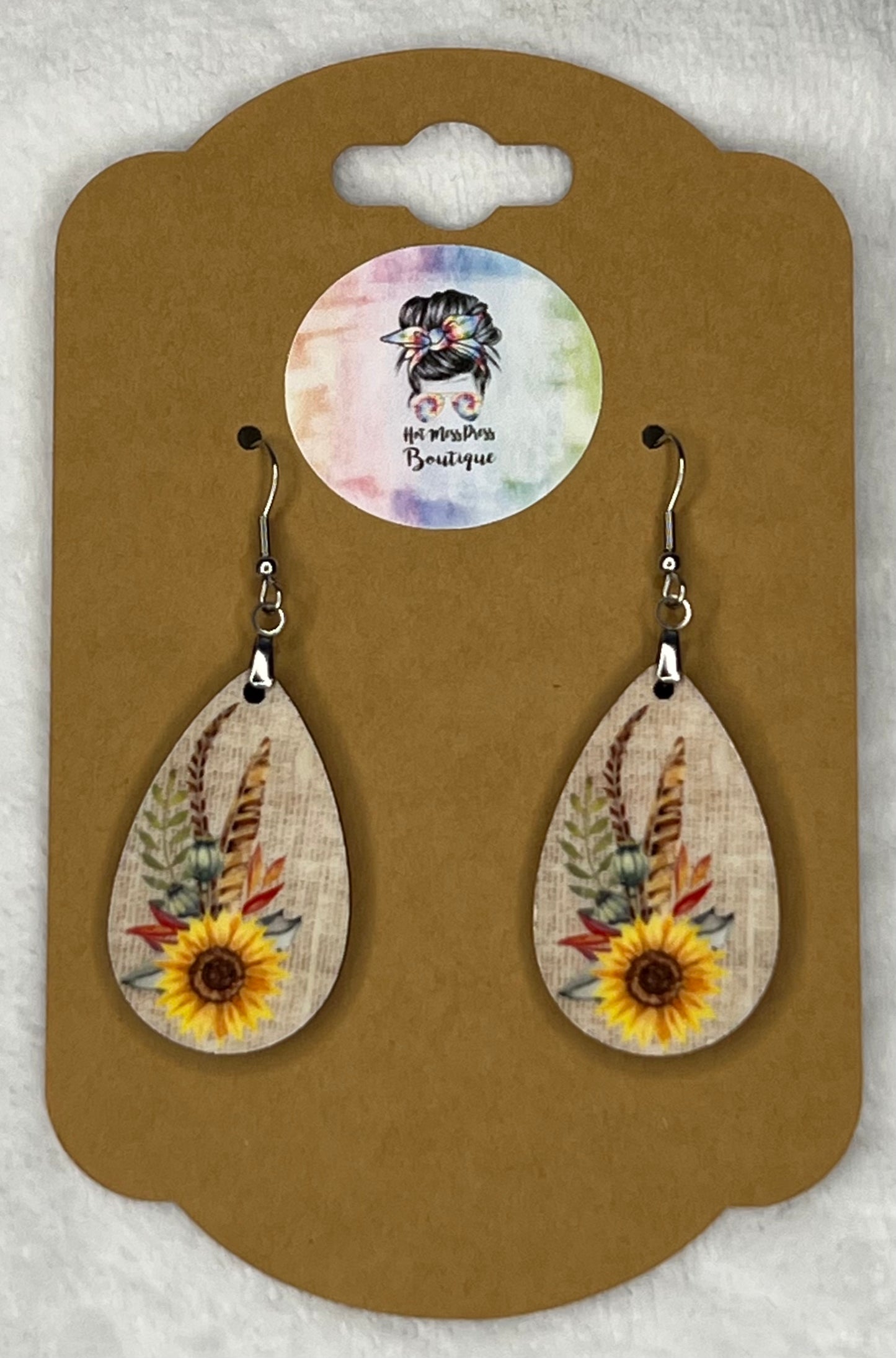 Burlap Sunflower Earrings