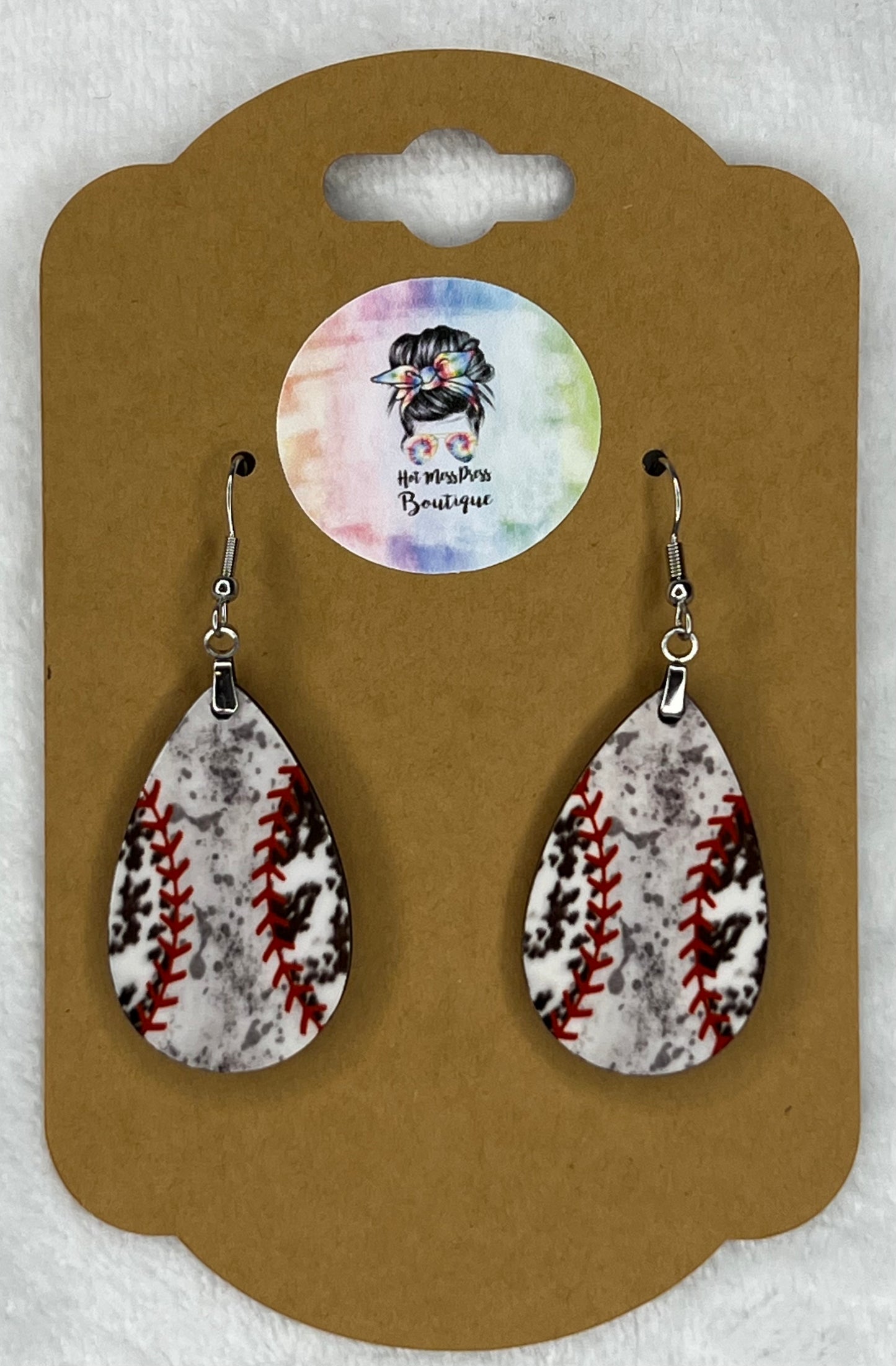 Cow Hide Baseball Earrings