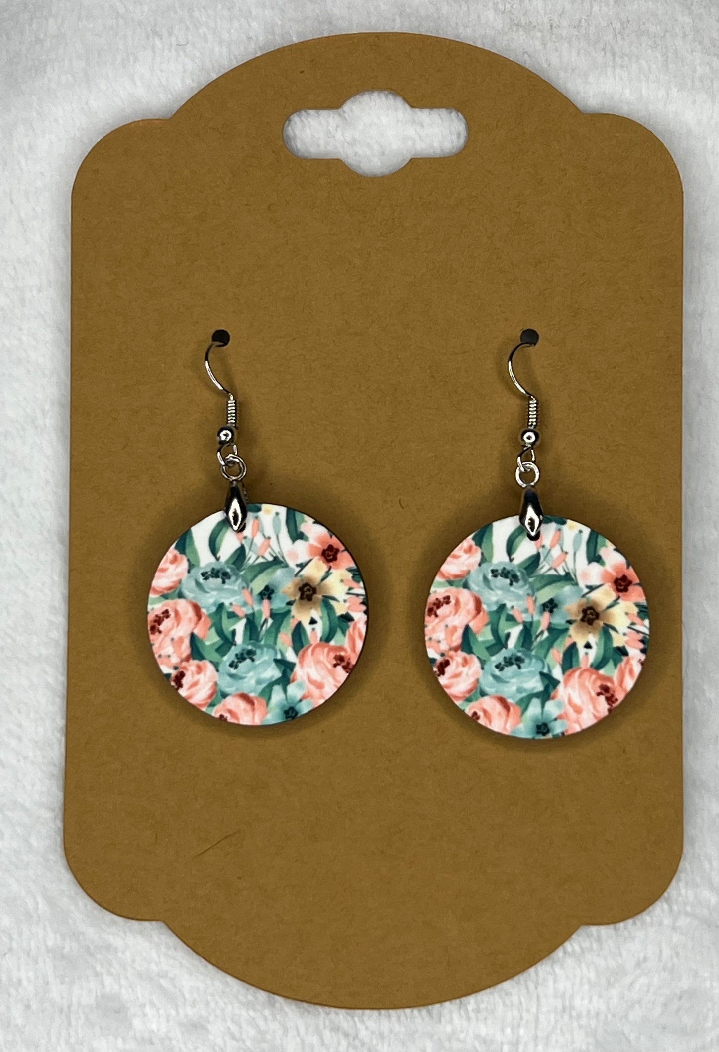 Flower Print Round Earrings