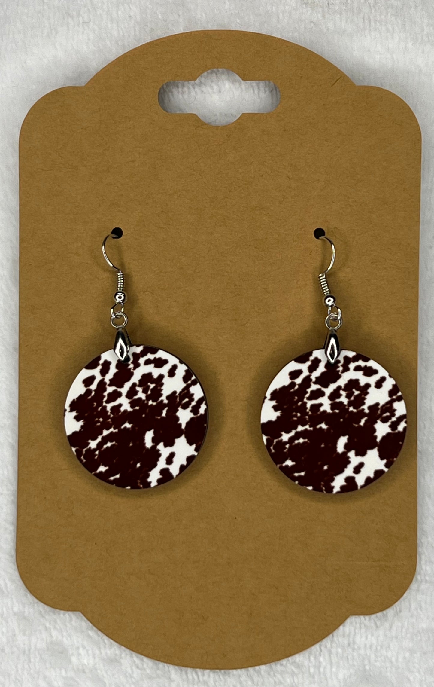 Cow Print Round Earrings