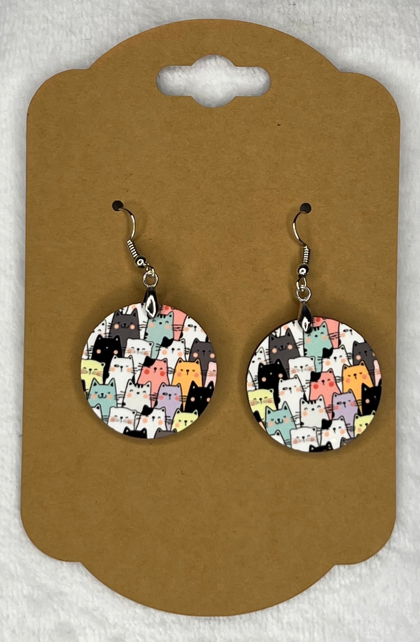 Cat Round Earrings