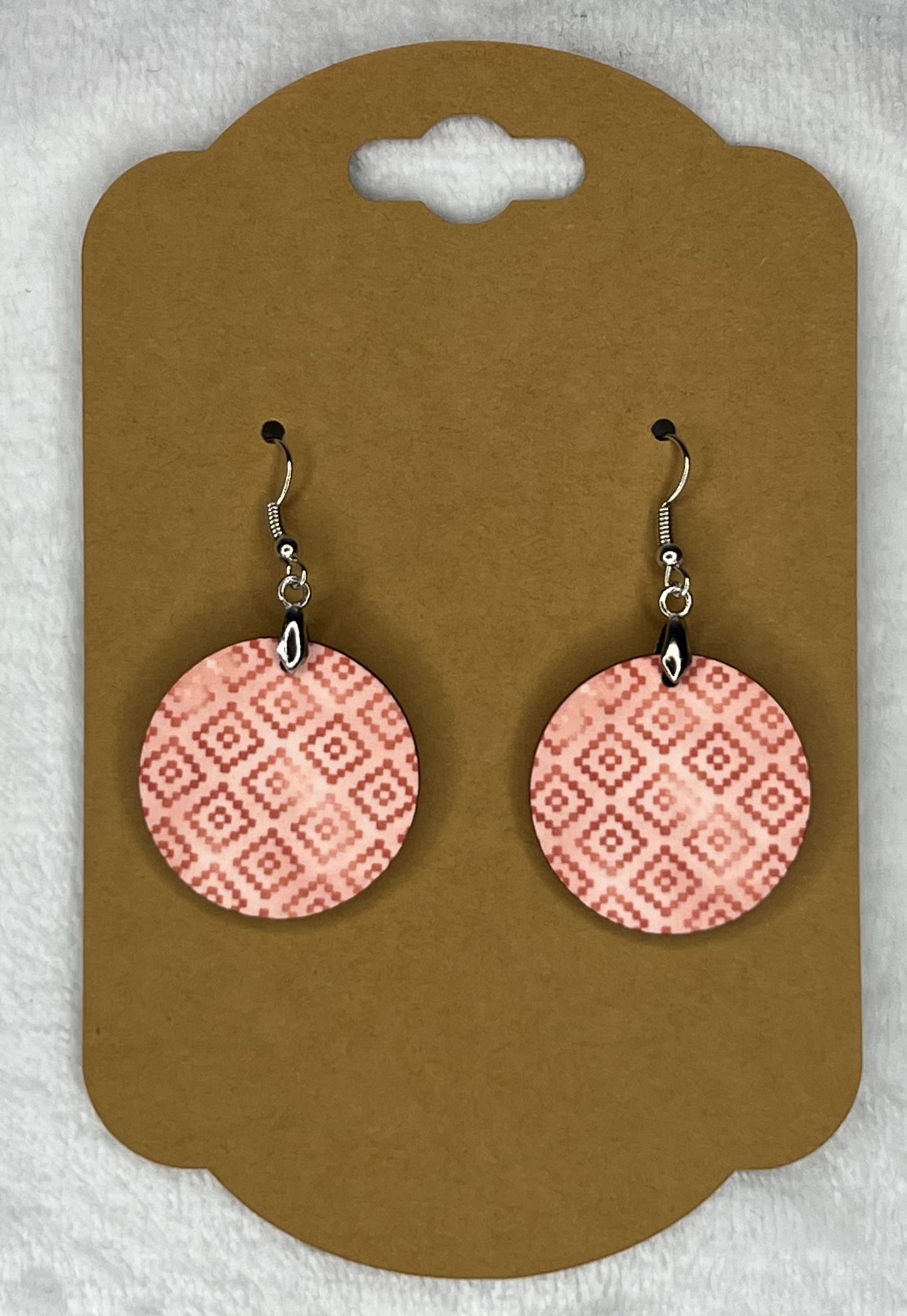 Pink Metallic Aztec Round Earrings
