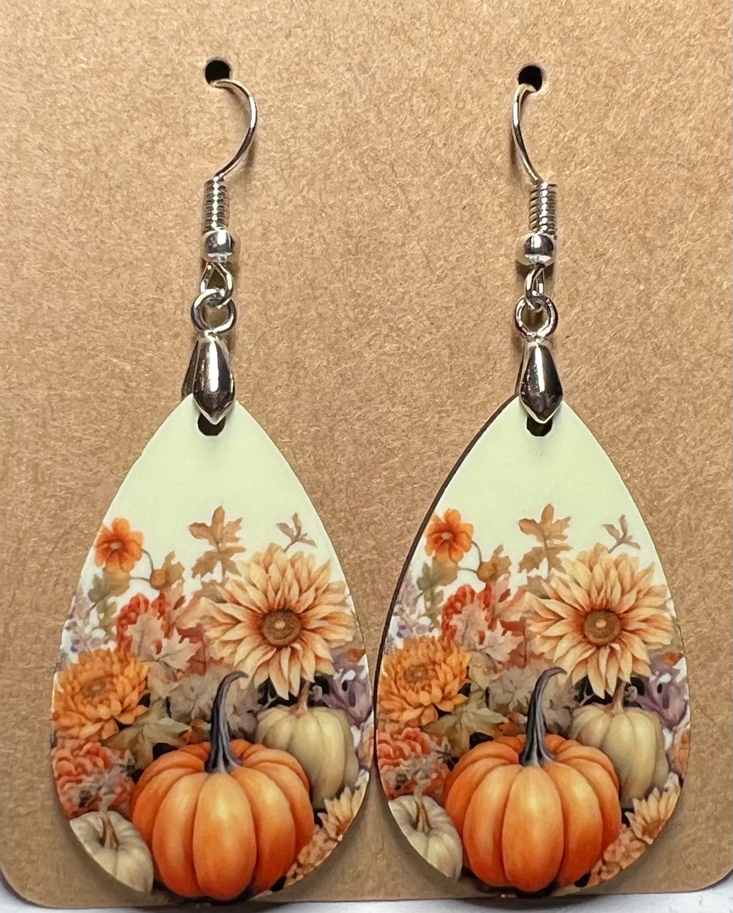 Cream bkg Pumpkin Earrings