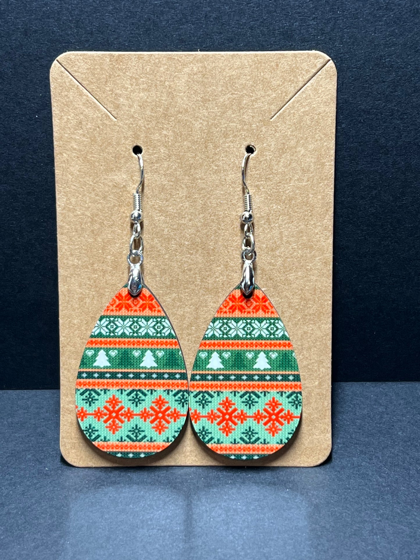 Green Christmas Sweater Earrings