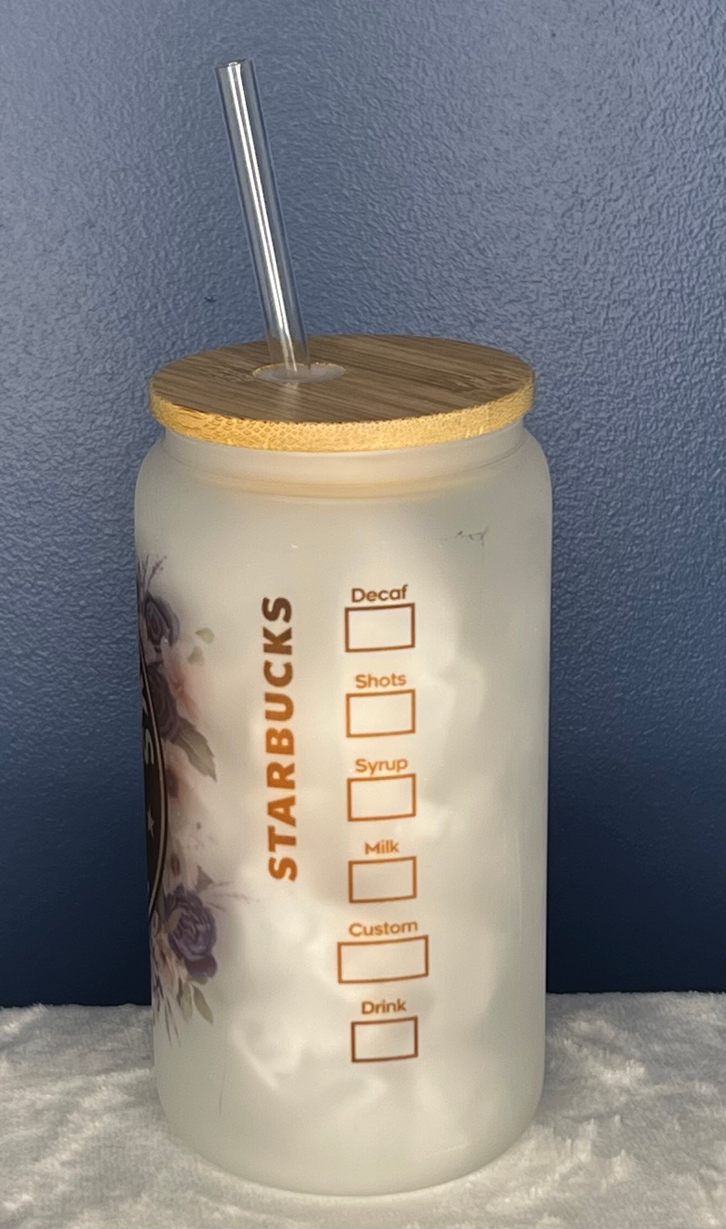 Navy Floral Starbucks Jar