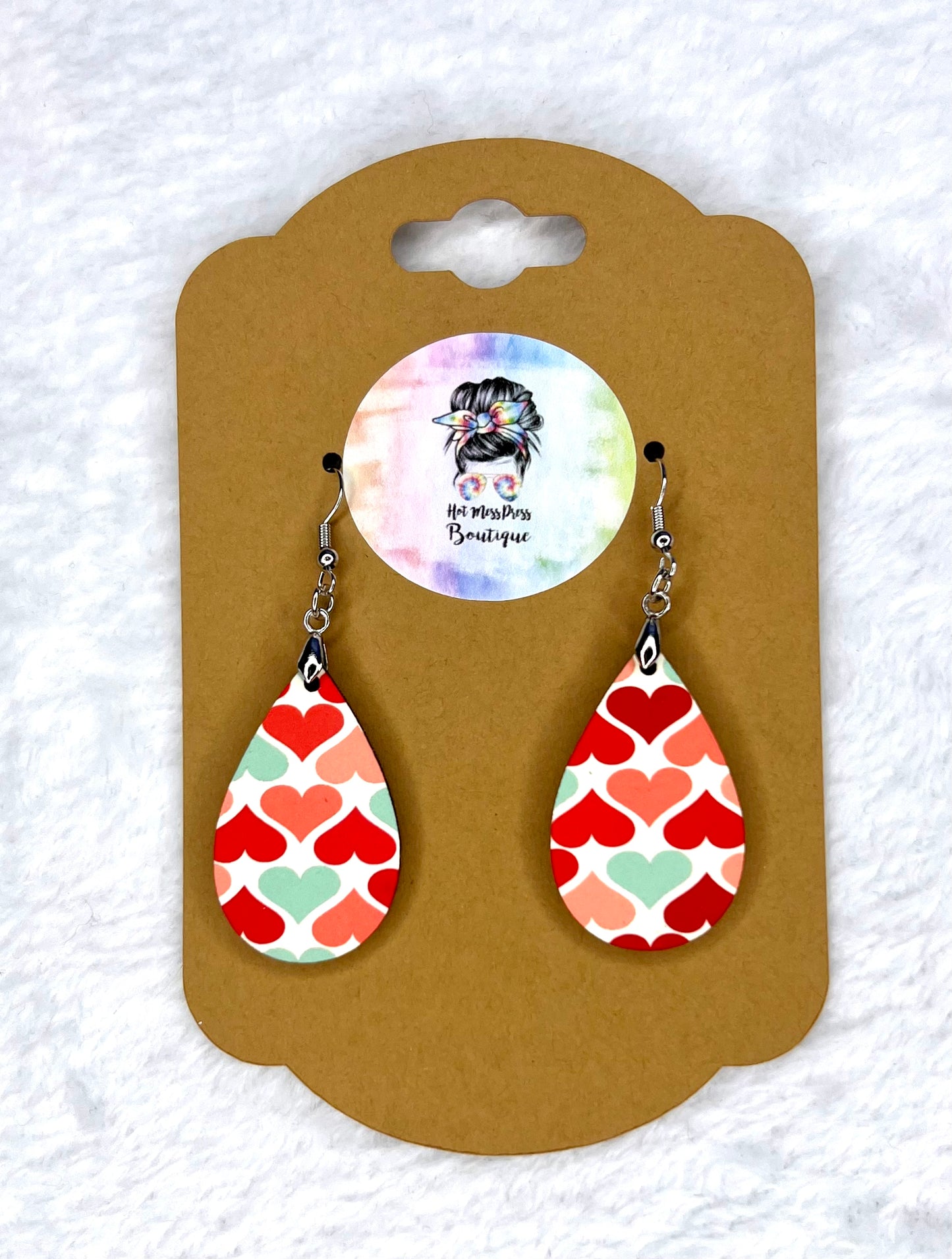 Aqua Multi Colored Heart Earrings