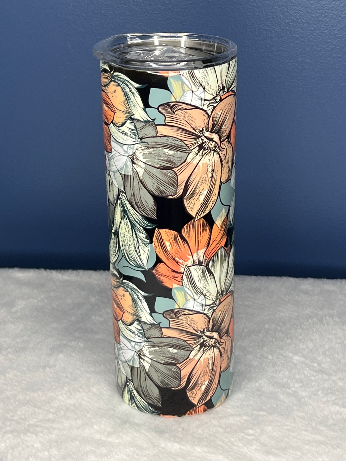 Black Retro Floral Tumbler