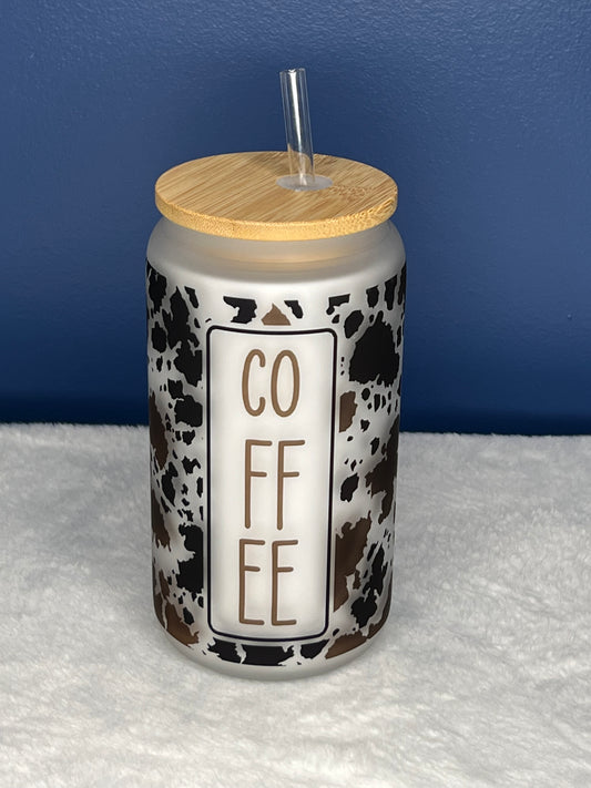 Coffee Cow Print Jar