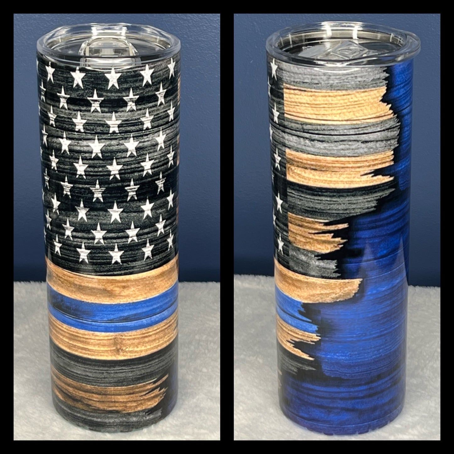 Police Wooden Flag Tumbler