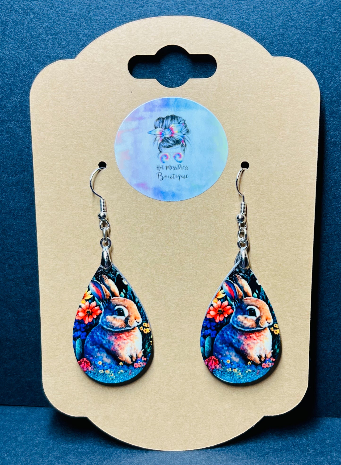 Acid Watercolor Bunny Earrings